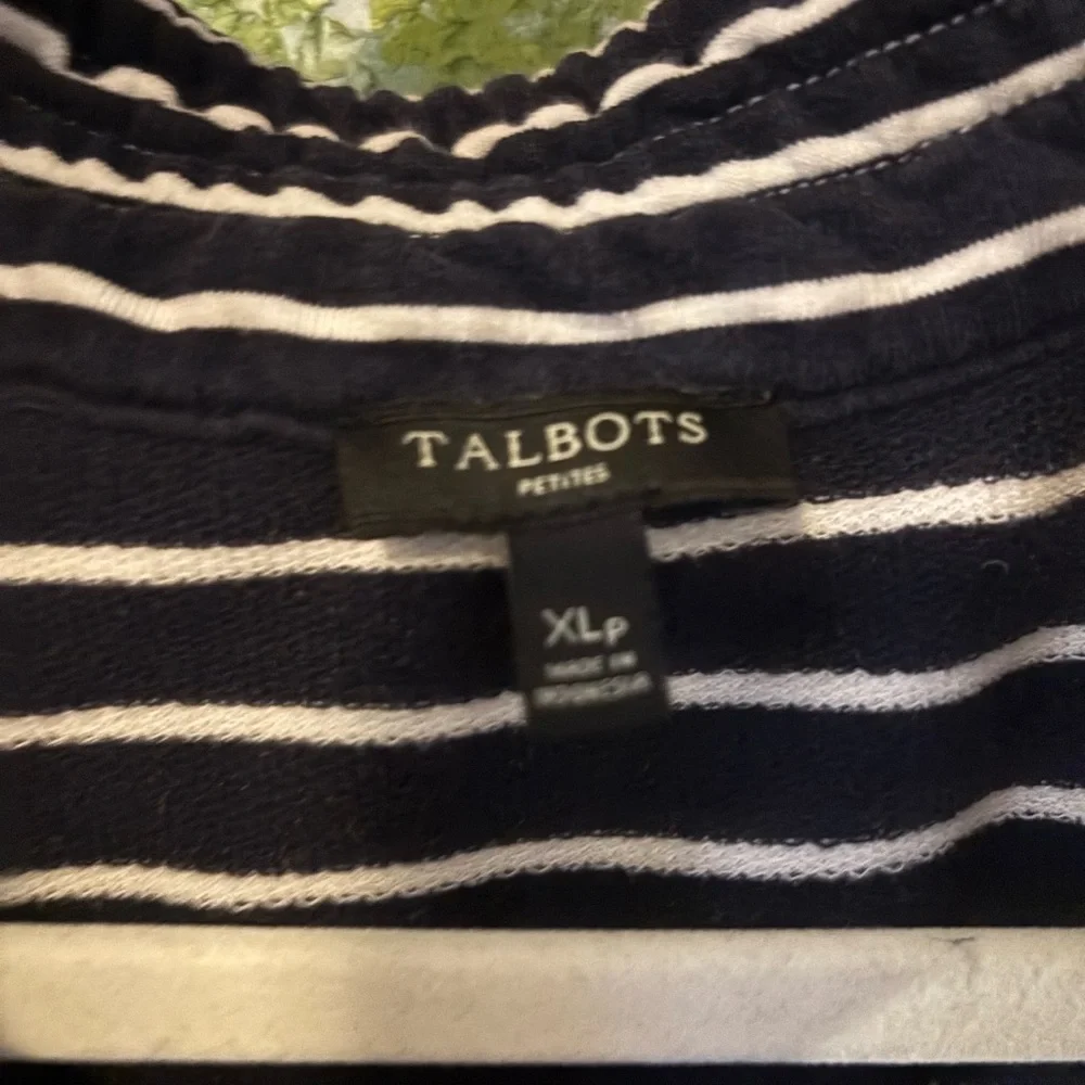 Talbots Navy and White Striped Top - Picture 2 of 7